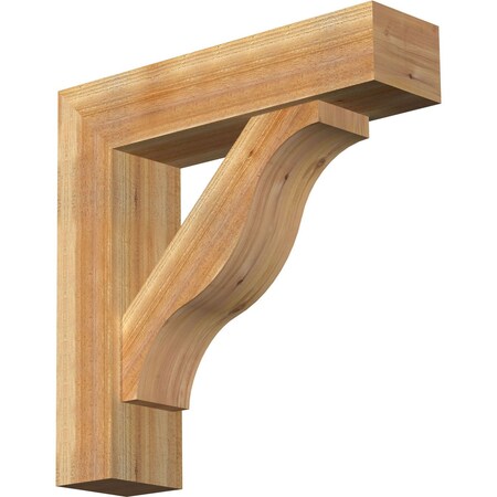 Ekena Millwork Funston Block Rough Sawn Bracket w/ Offset Brace, Western Red Cedar, 8"W x 32"D x 32"H BKT0806X32X32FST05RWR